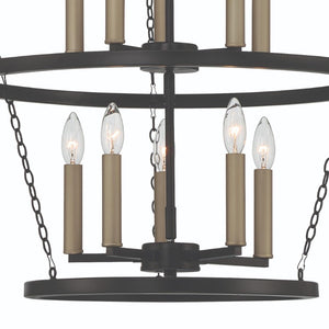 Black Metal Ten Light Dimmable Chandelier Glam Candelabra Style Dining Room