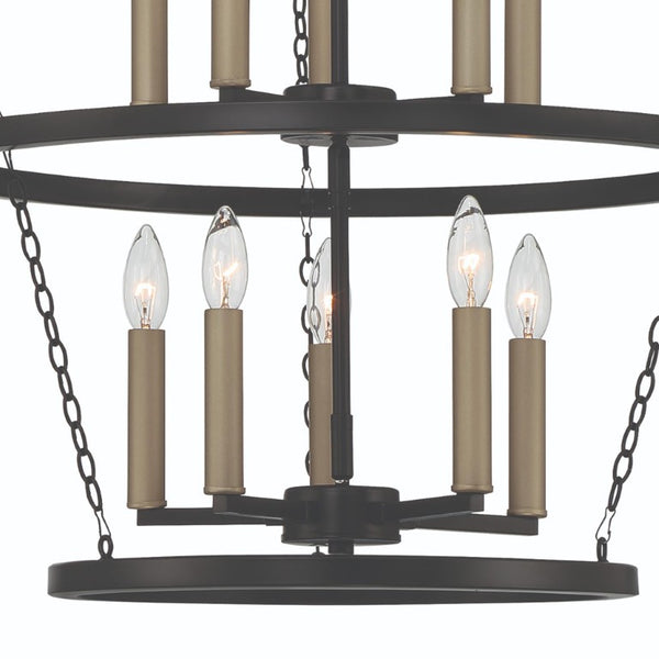 Black Metal Ten Light Dimmable Chandelier Glam Candelabra Style Dining Room