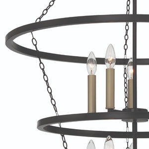 Black Metal Ten Light Dimmable Chandelier Glam Candelabra Style Dining Room