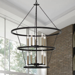 Black Metal Ten Light Dimmable Chandelier Glam Candelabra Style Dining Room