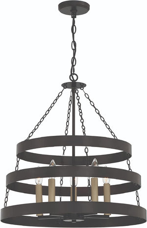 Candle Style Five Light Dimmable Metal Chandelier Elegant Glam Fixture for Dining Rooms