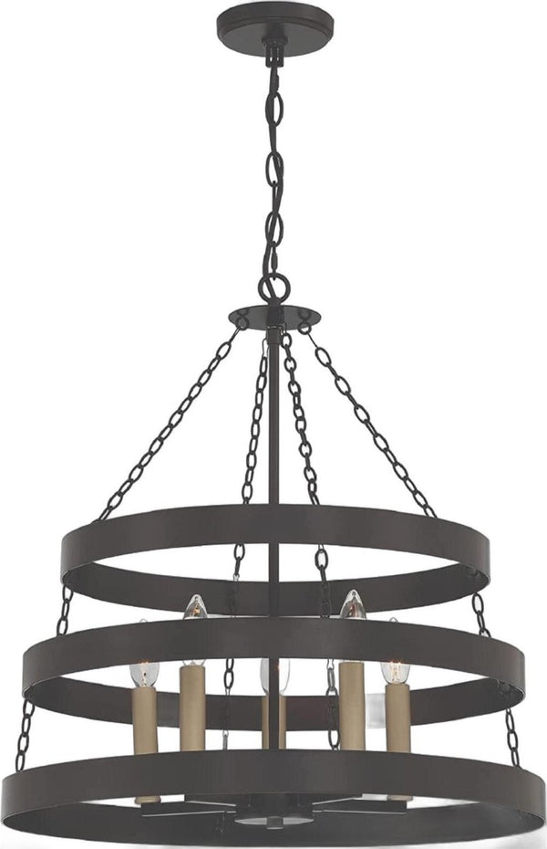 Candle Style Five Light Dimmable Metal Chandelier Elegant Glam Fixture for Dining Rooms