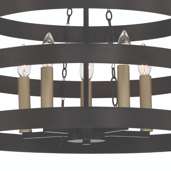 Candle Style Five Light Dimmable Metal Chandelier Elegant Glam Fixture for Dining Rooms