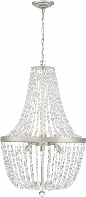 Candle Style Six Light Dimmable Metal Chandelier for Elegant Dining and Living Spaces