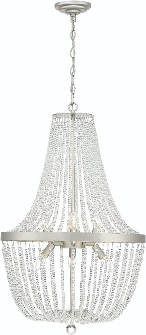 Candle Style Six Light Dimmable Metal Chandelier for Elegant Dining and Living Spaces