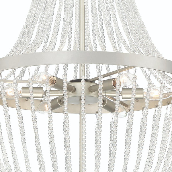 Candle Style Six Light Dimmable Metal Chandelier for Elegant Dining and Living Spaces