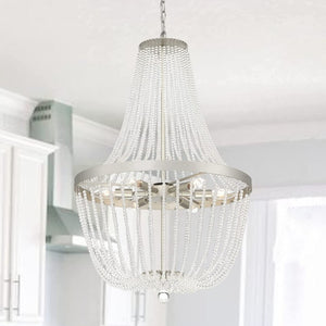 Candle Style Six Light Dimmable Metal Chandelier for Elegant Dining and Living Spaces