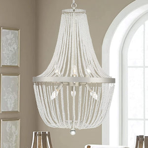 Candle Style Six Light Dimmable Metal Chandelier for Elegant Dining and Living Spaces