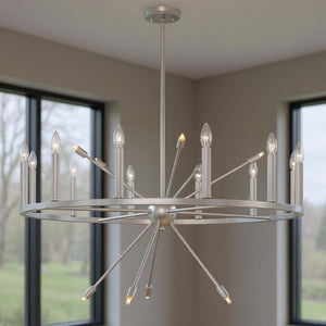 Silver Dimmable Multi Light Chandelier with Candle Arm Design for Elegant Dining