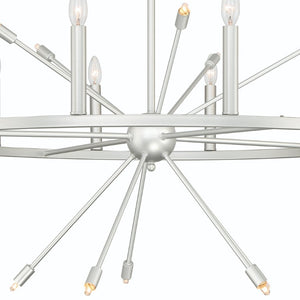 Silver Dimmable Multi Light Chandelier with Candle Arm Design for Elegant Dining