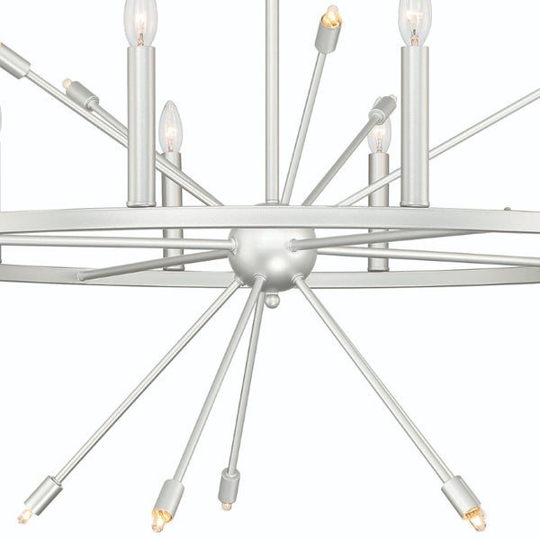 Silver Dimmable Multi Light Chandelier with Candle Arm Design for Elegant Dining