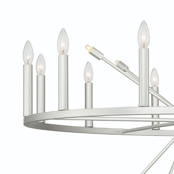Silver Dimmable Multi Light Chandelier with Candle Arm Design for Elegant Dining