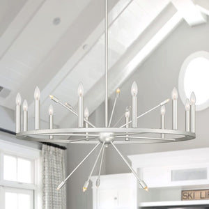 Silver Dimmable Multi Light Chandelier with Candle Arm Design for Elegant Dining