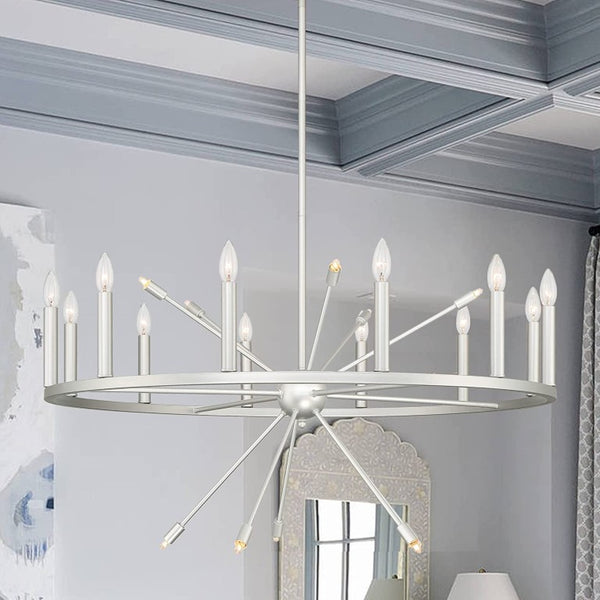 Silver Dimmable Multi Light Chandelier with Candle Arm Design for Elegant Dining