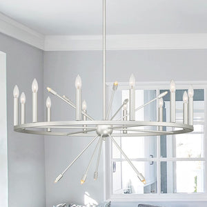 Silver Dimmable Multi Light Chandelier with Candle Arm Design for Elegant Dining