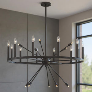 Black Dimmable Multi Light Metal Chandelier for Dramatic Dining Room Ambiance
