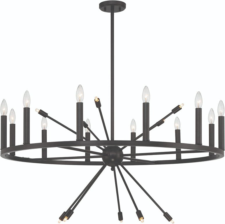 HomeRoots Black Dimmable Multi Light Metal Chandelier for Dramatic Dining Room Ambiance 483958