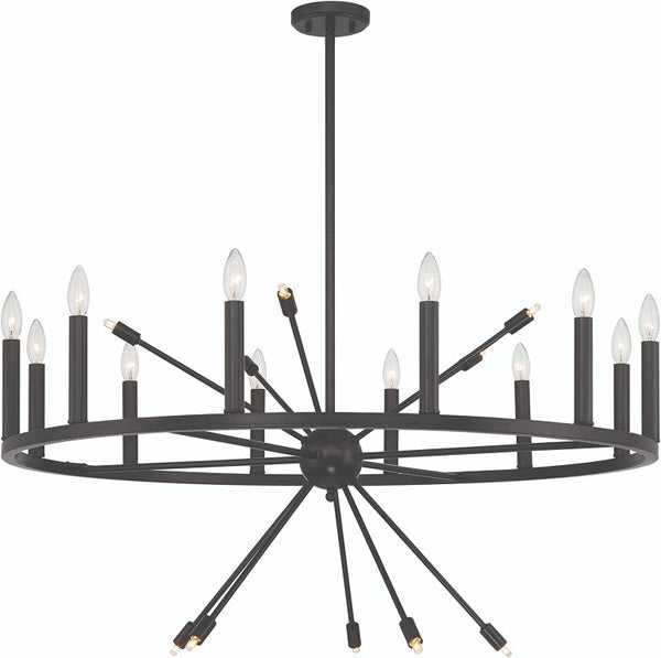 HomeRoots Black Dimmable Multi Light Metal Chandelier for Dramatic Dining Room Ambiance 483958