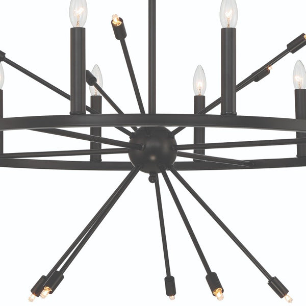 Black Dimmable Multi Light Metal Chandelier for Dramatic Dining Room Ambiance