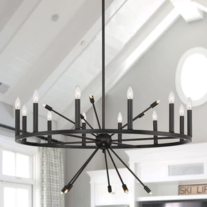 Black Dimmable Multi Light Metal Chandelier for Dramatic Dining Room Ambiance