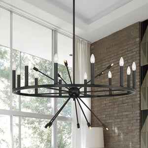 Black Dimmable Multi Light Metal Chandelier for Dramatic Dining Room Ambiance