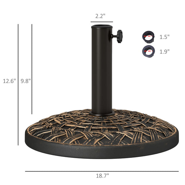 English Elm Umbrella Stand Resin Concrete Base with Lotus Relief Bronze Finish for Patio Decks T3971P426801