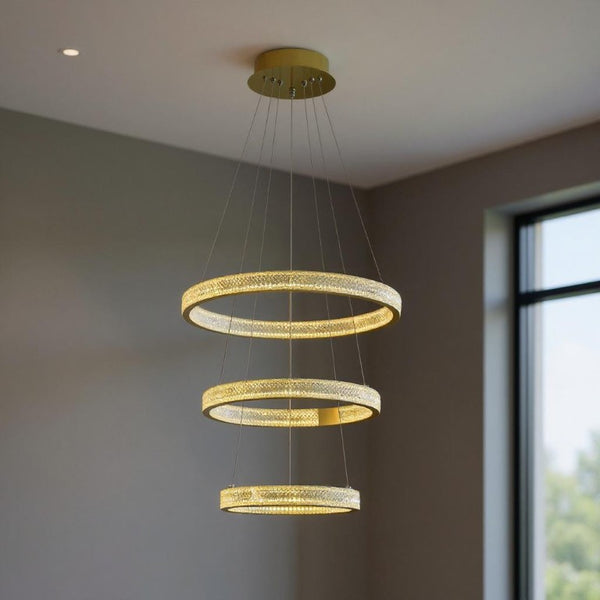 Candle Style Three Light Dimmable Led Metal Chandelier for Dining Room or Entryway