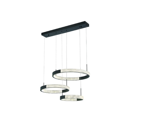 HomeRoots Candle Style Three Light Dimmable Led Metal Chandelier for Dining Room or Entryway Black 15.75" W x 19.88" H x 28.74" D 483972