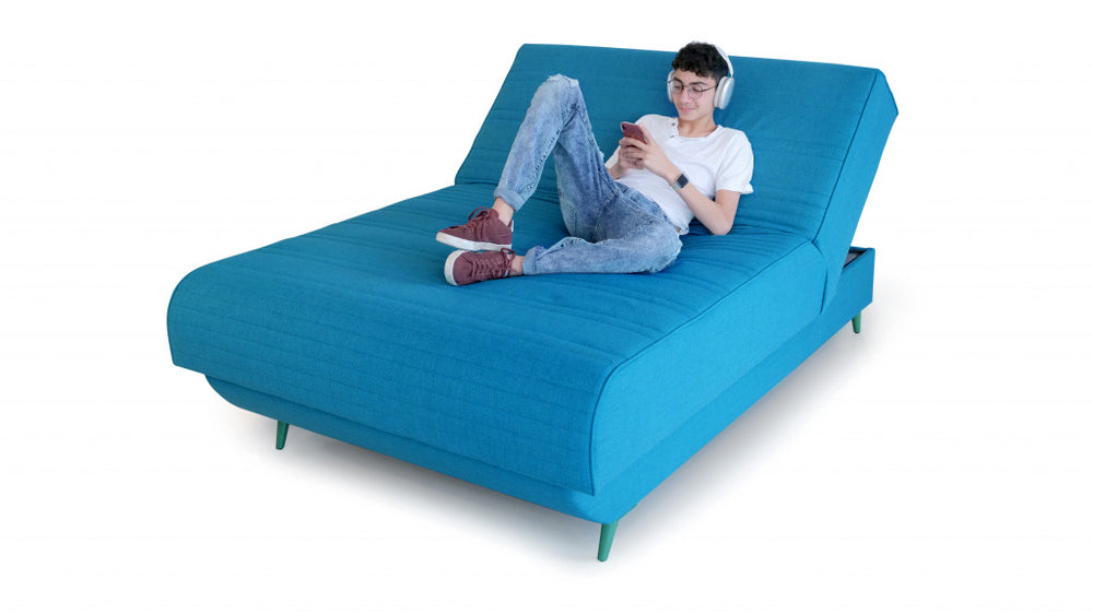 Homeroots Turquoise Full Adjustable Upholstered Polyester No Bed Frame With Mattress  Plywood,Metal,Sponge,Visco,Polyester 483977