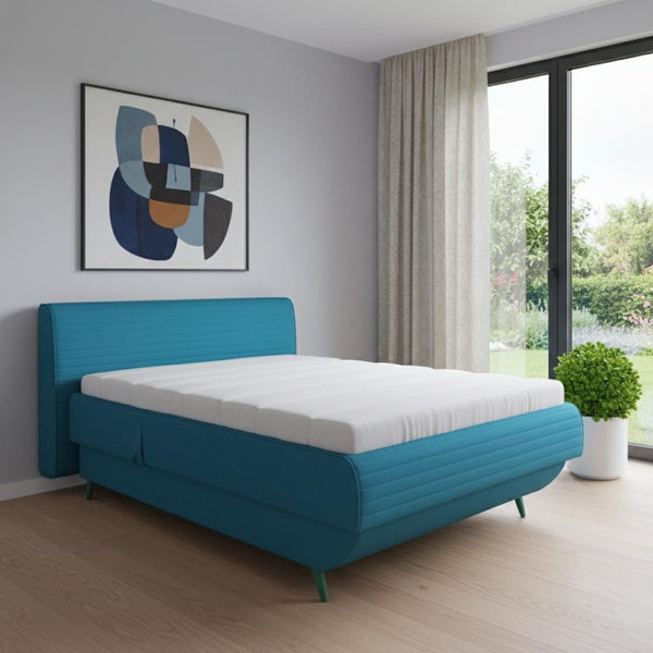 HomeRoots Turquoise Adjustable Upholstered Bed & Hybrid Mattress Set – Comfort, Style, and Easy Care Solution 483977