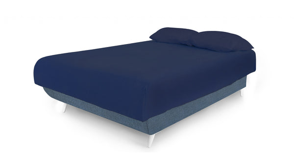 Homeroots Blue Jeans And Blue Full Adjustable Upholstered Polyester No Bed Frame With Mattress  Plywood,Metal,Sponge,Visco,Polyester 483979