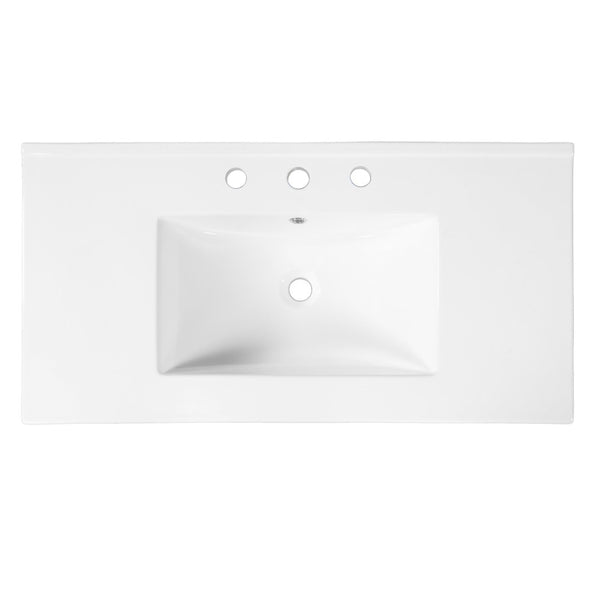 English Elm 36" Freestanding Bathroom Vanity Striped Mdf Cabinet Brass Hardware Ceramic Basin N765P387198D
