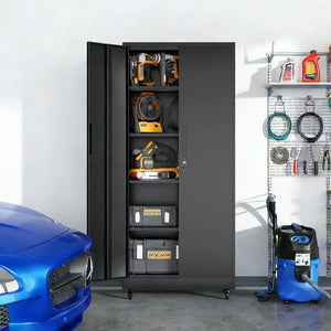 English Elm Metal Lockable Steel Cabinet Two Adjustable Shelves Garage Office Utility Storage T2398P442668