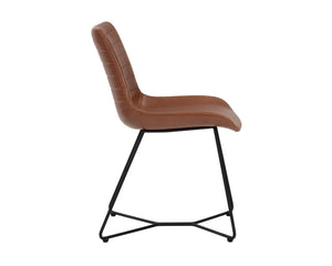 Sunpan Gracen Minimalist Dining Chair with Faux Leather Comfort and Elegant Matte Black Metal Legs Hazelnut