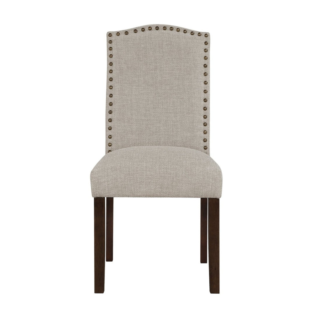 English Elm Modern Parsons Dining Chairs Set of 2 Nailhead Trim Fabric Upholstery Wood Legs Taupe B011P437959