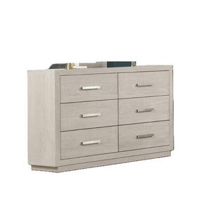 English Elm Dresser with Beveled Mirror Six Drawer Solid Acacia Light Gray Transitional Bedroom B2741S00859