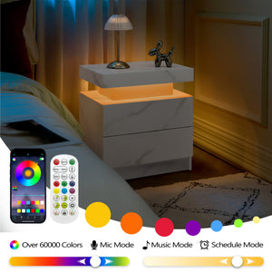 English Elm Nightstand LED Bedside Table with Adjustable Multi-Color Lights, Sleek Modern End Table for Bedroom Matte White 22.83 L x 16.93 W x 7.68 H W2178138739