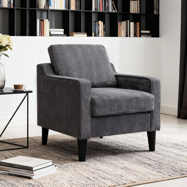 English Elm Living Room Linen Accent Chair Mid Century Modern with Tapered Wood Legs Compact Seat W5052P411380