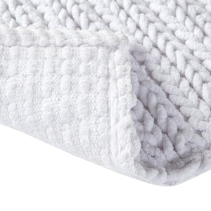JLA Home Madison Park - 100% Cotton chenille chain-stitch bath rug — plush, quick-dry, OEKO-TEX certified, non-skid backing White MP72-5828