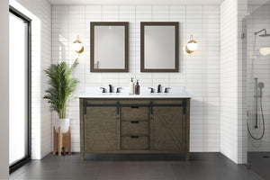 English Elm Rustic Brown Double Bath Vanity With Cultured Marble Top & Faucet Set - Stylish Storage Solution! B2731P260148-GIGA