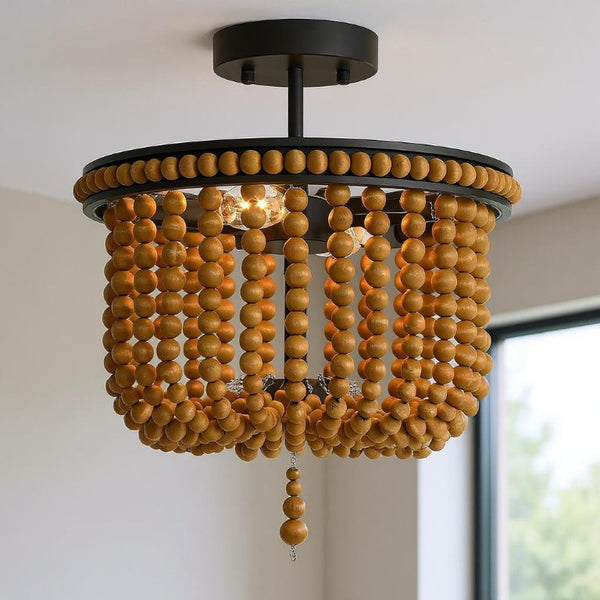 Unique Two Light Dimmable Flush Mount Metal Chandelier for Modern Living Spaces