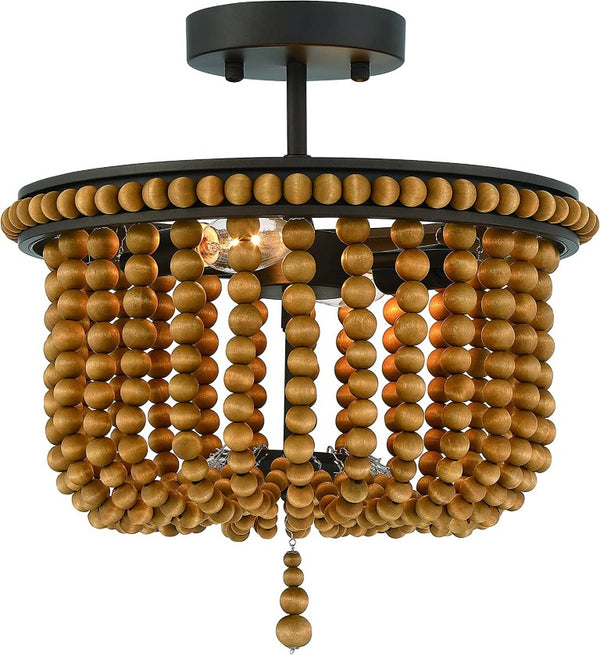 Unique Two Light Dimmable Flush Mount Metal Chandelier for Modern Living Spaces