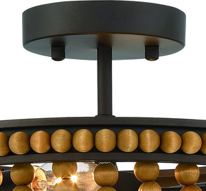 Unique Two Light Dimmable Flush Mount Metal Chandelier for Modern Living Spaces