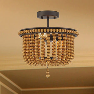 Unique Two Light Dimmable Flush Mount Metal Chandelier for Modern Living Spaces