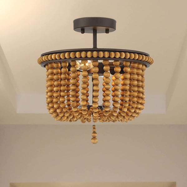 Unique Two Light Dimmable Flush Mount Metal Chandelier for Modern Living Spaces