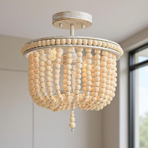 Unique Two Light Dimmable Flush Mount Metal Chandelier for Modern Living Spaces