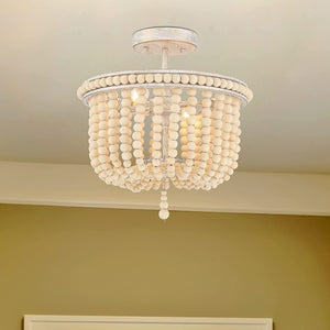Unique Two Light Dimmable Flush Mount Metal Chandelier for Modern Living Spaces