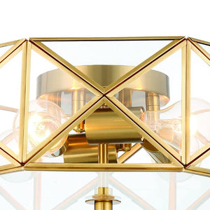 Brass Four Light Dimmable Flush Mount Chandelier for Modern Glam Ceilings