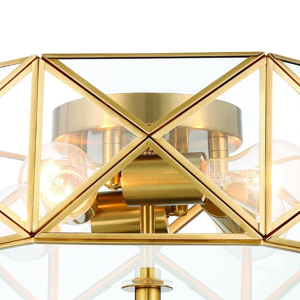 Brass Four Light Dimmable Flush Mount Chandelier for Modern Glam Ceilings