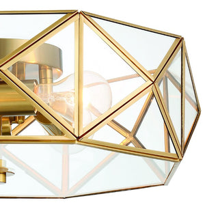 Brass Four Light Dimmable Flush Mount Chandelier for Modern Glam Ceilings